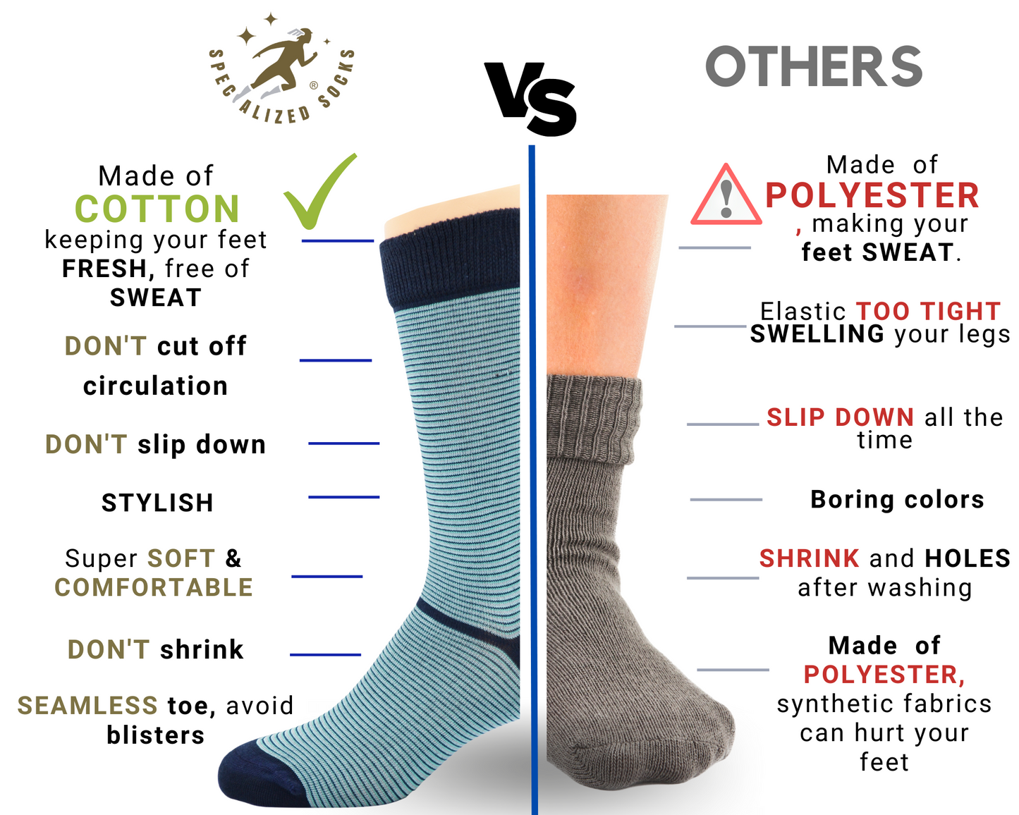 Diabetic socks for men, premium cotton, super soft. Light Stripes XL
