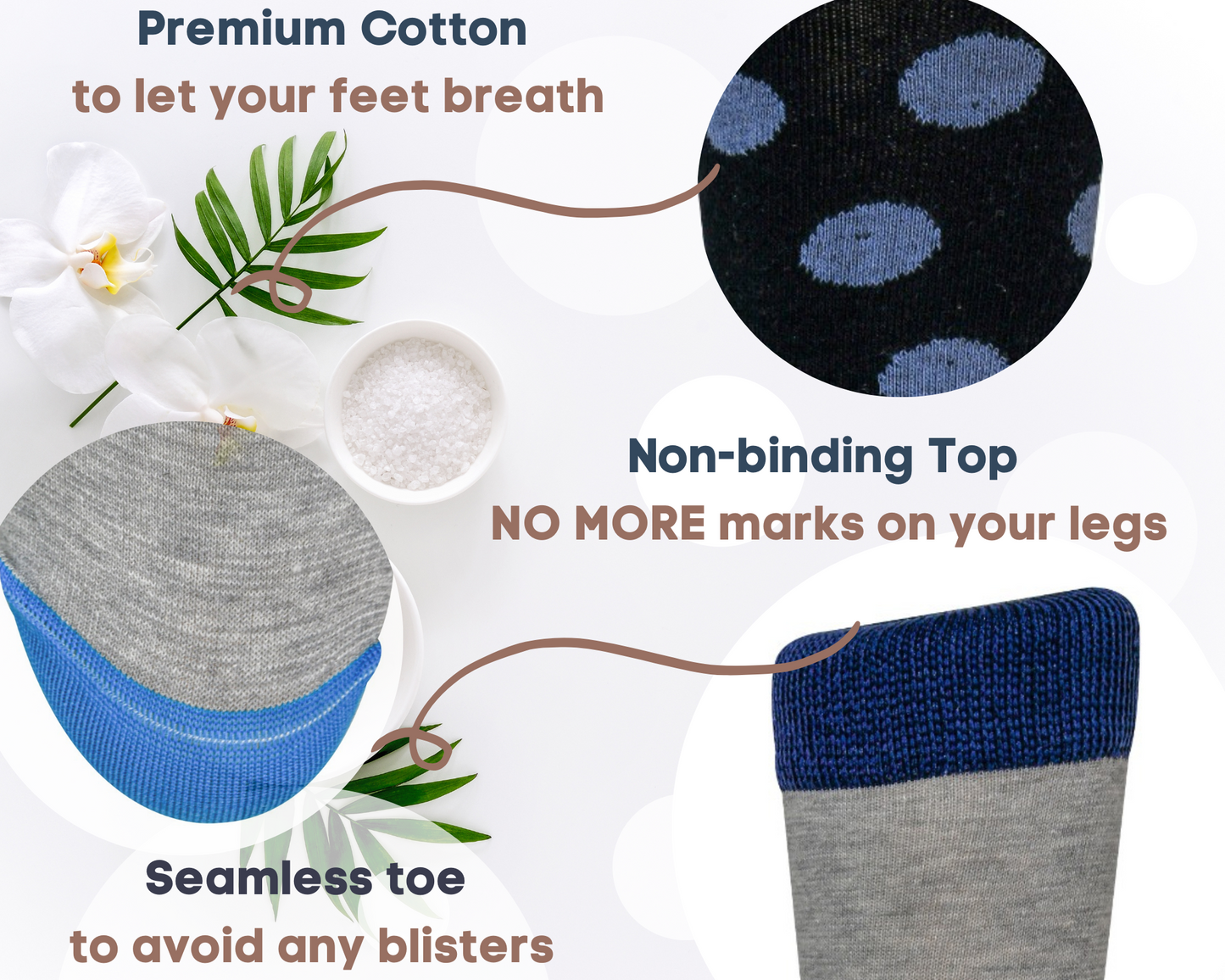Diabetic socks for men, premium cotton, super soft Blue Parern XL