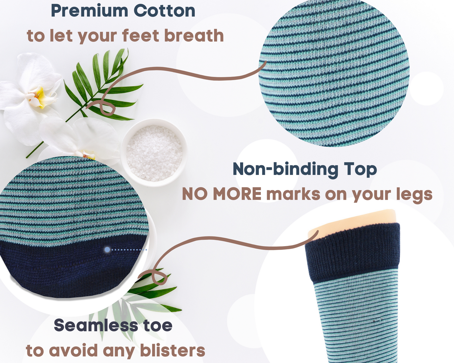 Diabetic socks for men, premium cotton, super soft. Light Stripes XL