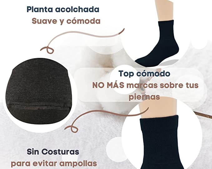 Men's Premium Diabetic Short Socks Soft Cushion Extra Comfortable 6 Pairs