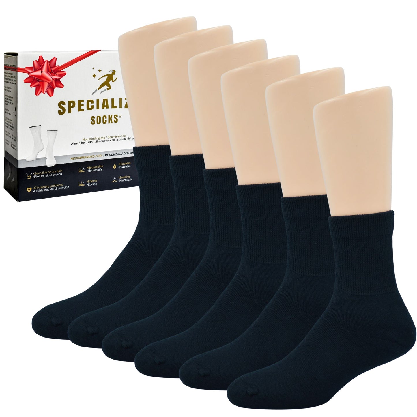 Men's Premium Diabetic Short Socks Soft Cushion Extra Comfortable 6 Pairs