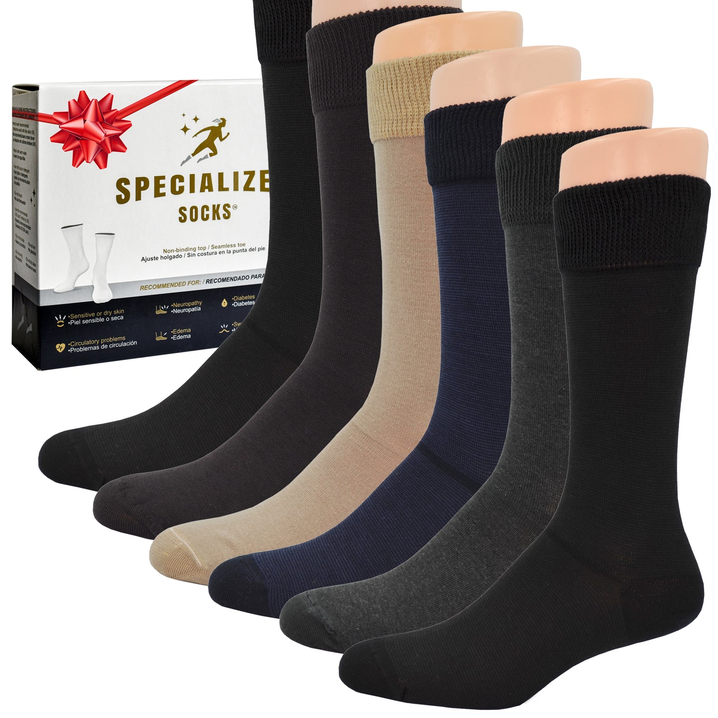 Calcetines para Hombre aptos para diabéticos. Calidad Premium, Suaves y Cómodos
