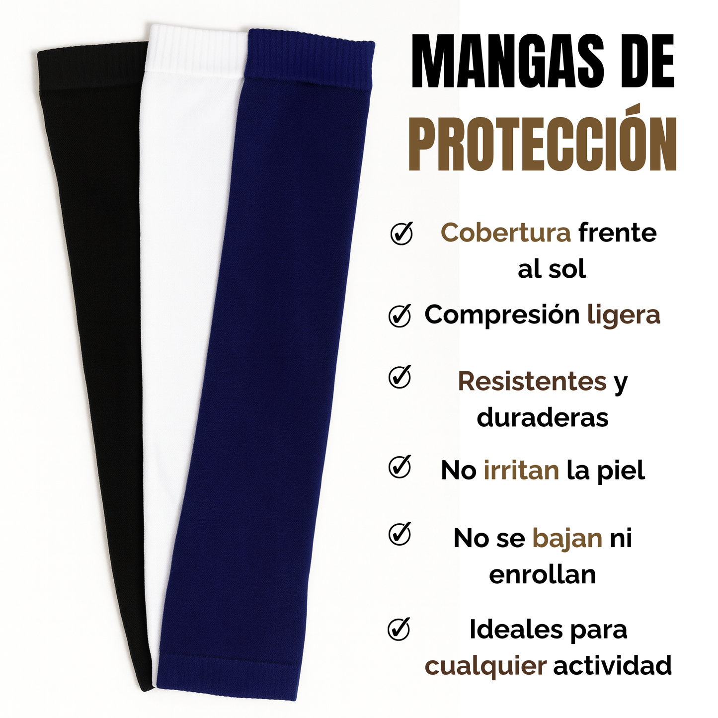 Mangas De protección Solar, Compresión Baja Tonos Oscuros - Ejercicio 3 Pares