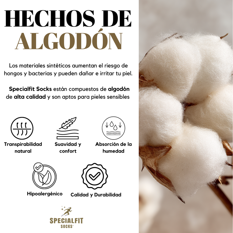 Algodón premium utilizado en calcetines taloneros SpecialFit Socks