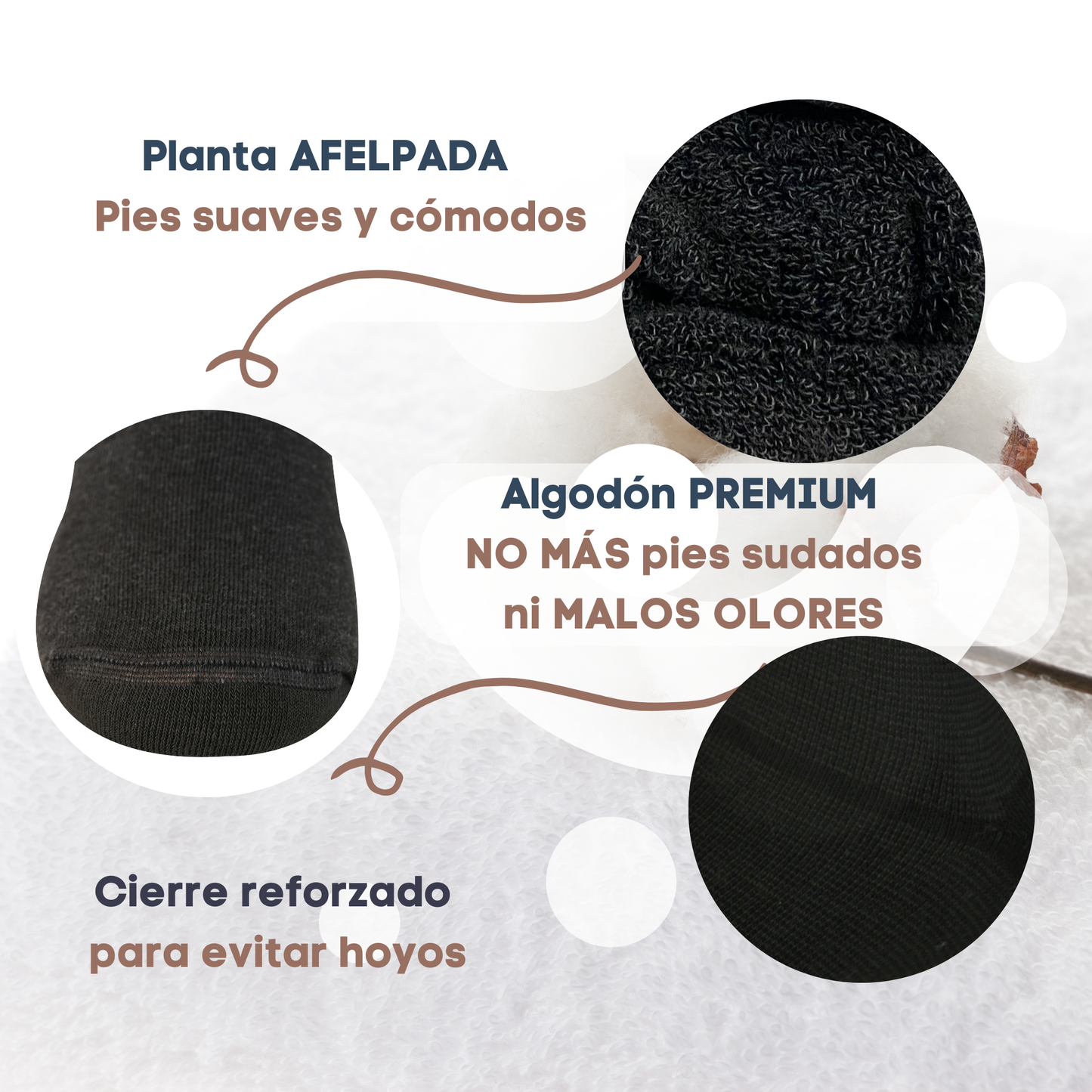 Calcetines Deportivos Planta Acolchada Negro