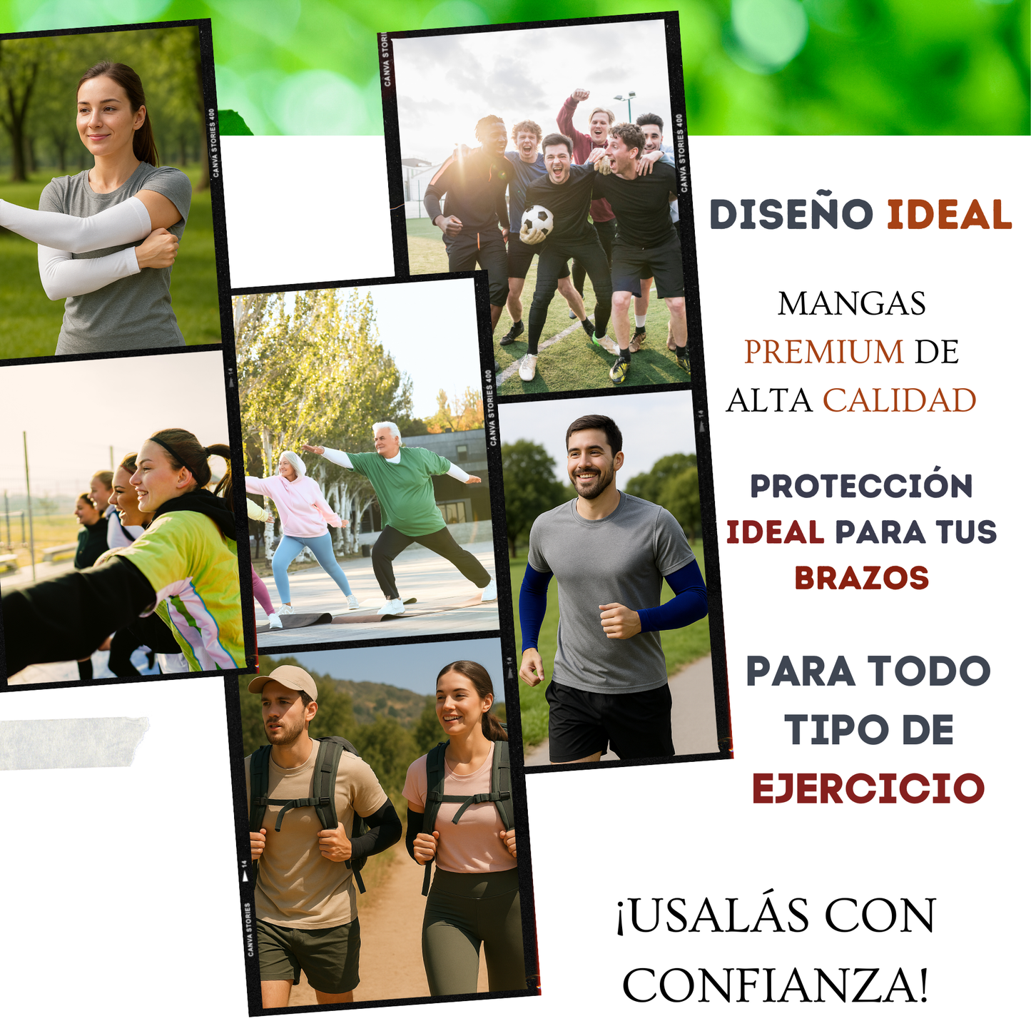 Mangas De protección Solar, Compresión Baja Negro - Ejercicio 3 Pares