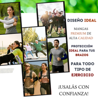 Detalle de la compresión baja en mangas negras de protección solar