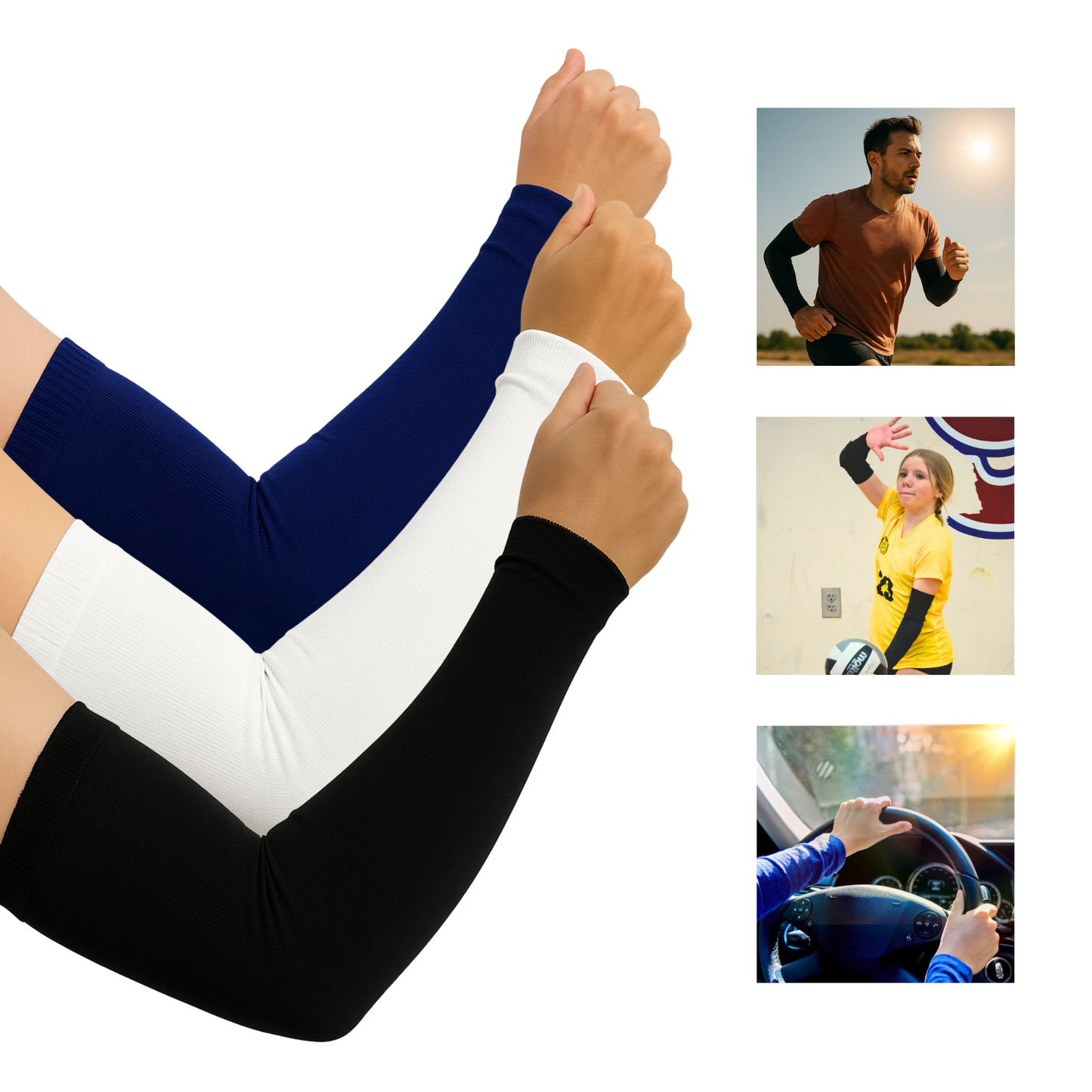 Mangas De protección Solar, Compresión Baja Tonos Oscuros - Ejercicio 3 Pares