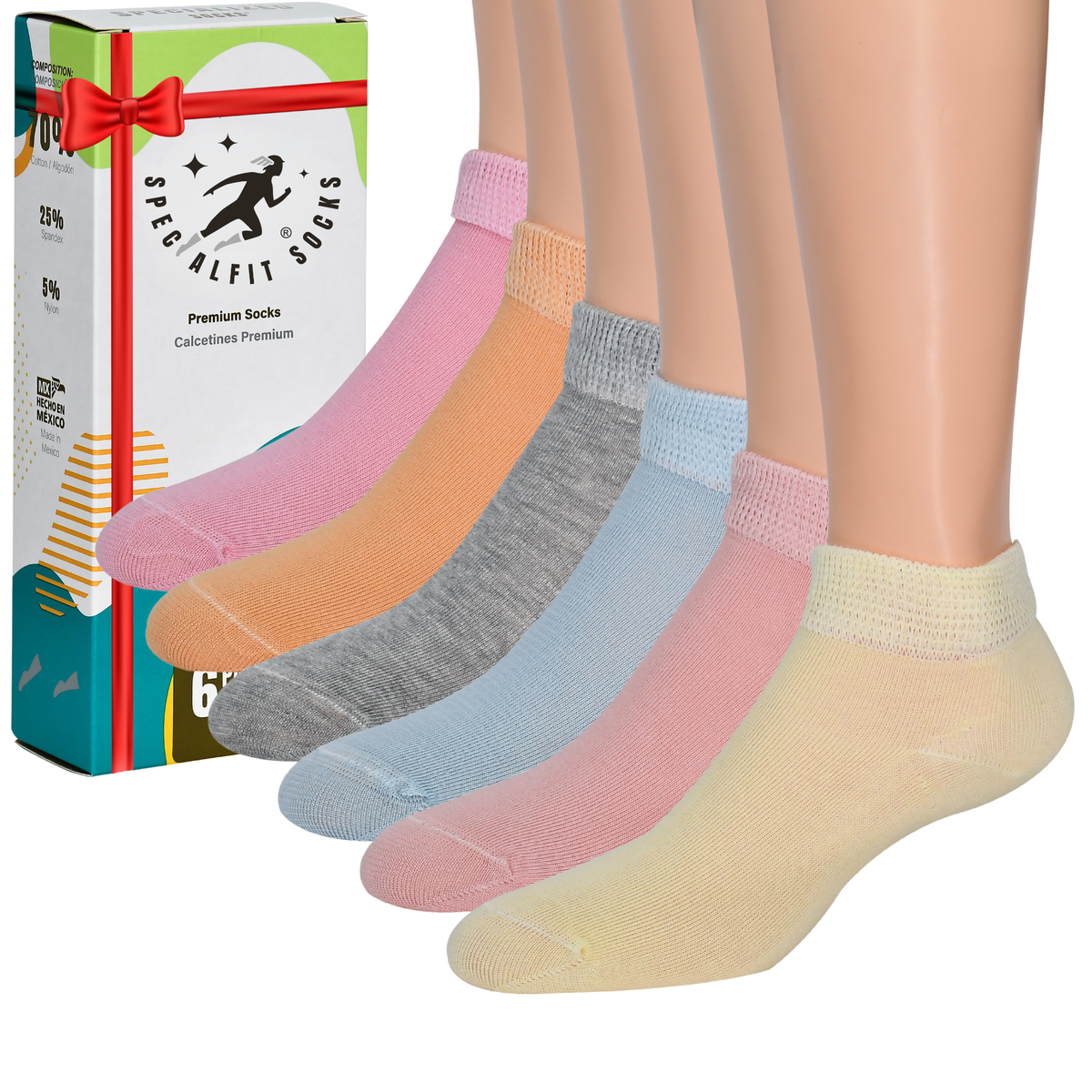 Tines para Mujer Aptos para Diabéticos – Tonos Pastel – 6 Pares