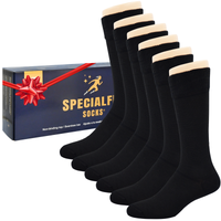 Calcetines de Vestir Aptos para Diabéticos – Negro Liso – XL – 6 Pares