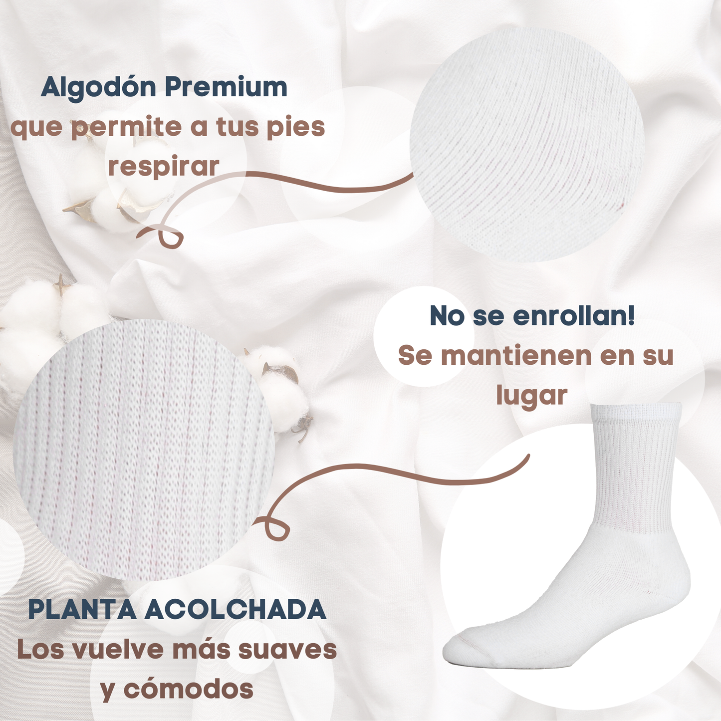 Calcetines Deportivos Planta Acolchada Blanco