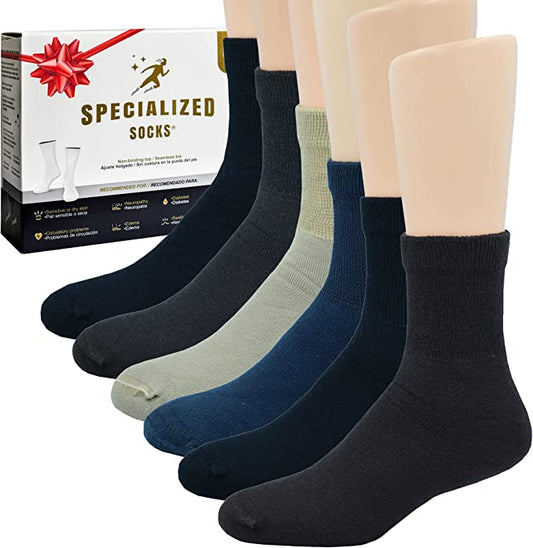 Men's Premium Diabetic Short Socks Soft Cushion Extra Comfortable 6 Pairs